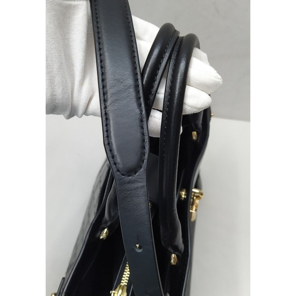 Michael Kors Gramercy Black Leather Lock Double Satchel Shoulder Bag - $358 - Picture 7 of 16